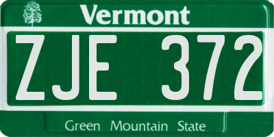 VT license plate ZJE372