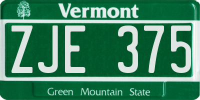 VT license plate ZJE375