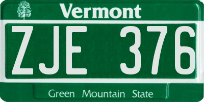 VT license plate ZJE376