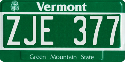 VT license plate ZJE377
