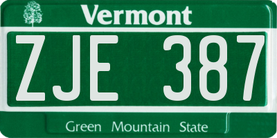VT license plate ZJE387