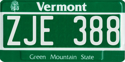 VT license plate ZJE388
