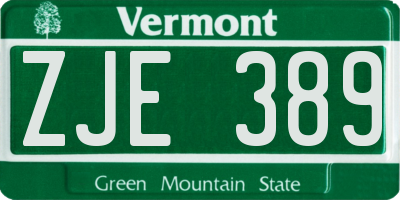 VT license plate ZJE389