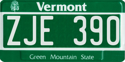 VT license plate ZJE390