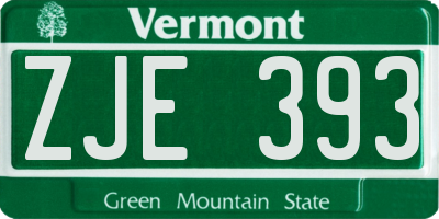 VT license plate ZJE393