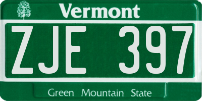 VT license plate ZJE397