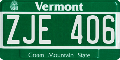 VT license plate ZJE406
