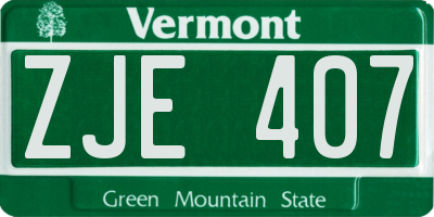 VT license plate ZJE407