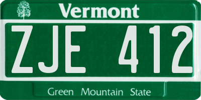 VT license plate ZJE412