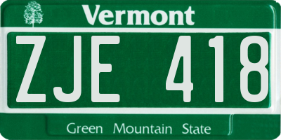 VT license plate ZJE418