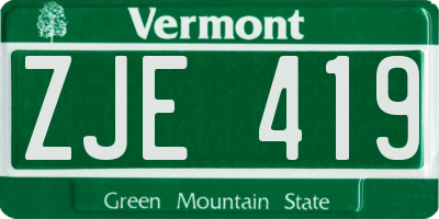 VT license plate ZJE419