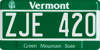 VT license plate ZJE420