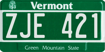 VT license plate ZJE421