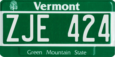VT license plate ZJE424
