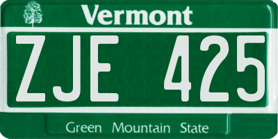 VT license plate ZJE425
