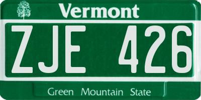VT license plate ZJE426