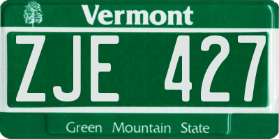 VT license plate ZJE427