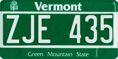 VT license plate ZJE435