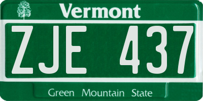 VT license plate ZJE437