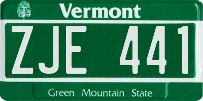 VT license plate ZJE441