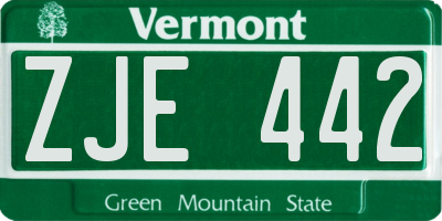 VT license plate ZJE442