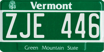VT license plate ZJE446