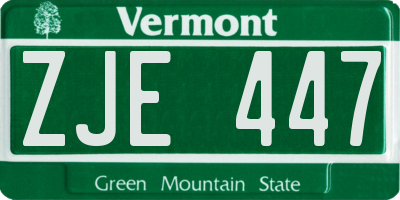 VT license plate ZJE447