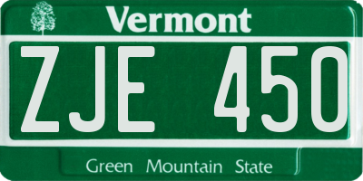 VT license plate ZJE450