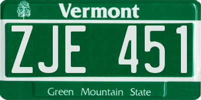 VT license plate ZJE451