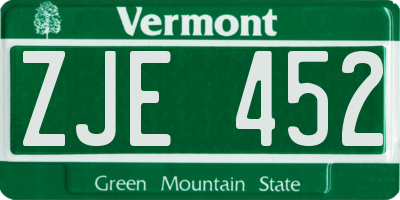 VT license plate ZJE452