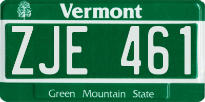VT license plate ZJE461
