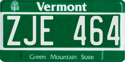 VT license plate ZJE464