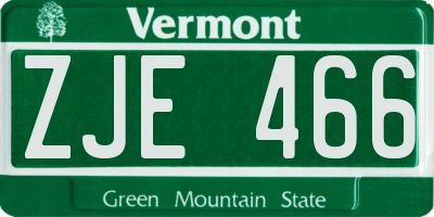 VT license plate ZJE466