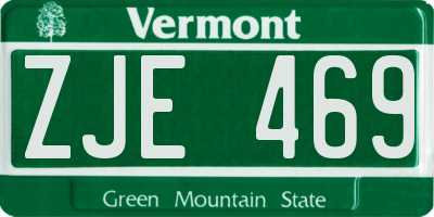 VT license plate ZJE469
