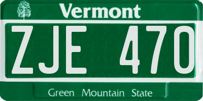 VT license plate ZJE470