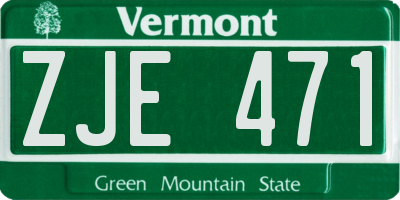 VT license plate ZJE471