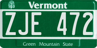 VT license plate ZJE472