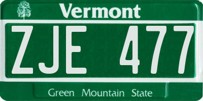 VT license plate ZJE477