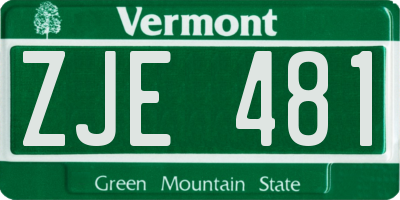 VT license plate ZJE481