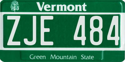 VT license plate ZJE484