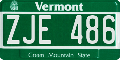 VT license plate ZJE486