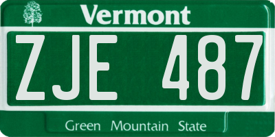VT license plate ZJE487
