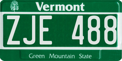VT license plate ZJE488