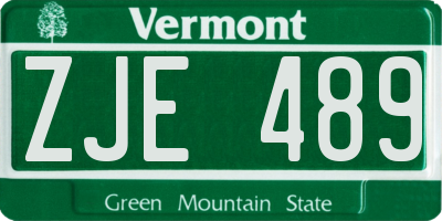 VT license plate ZJE489