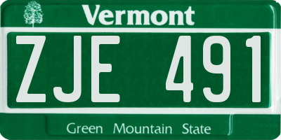 VT license plate ZJE491