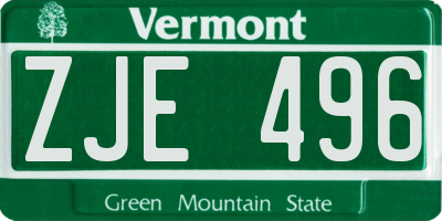 VT license plate ZJE496