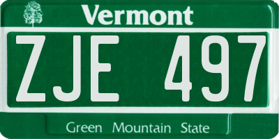 VT license plate ZJE497