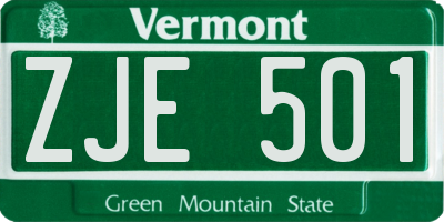 VT license plate ZJE501