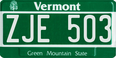 VT license plate ZJE503