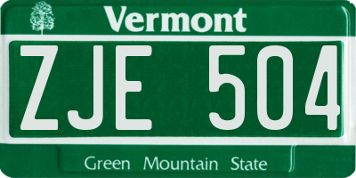 VT license plate ZJE504